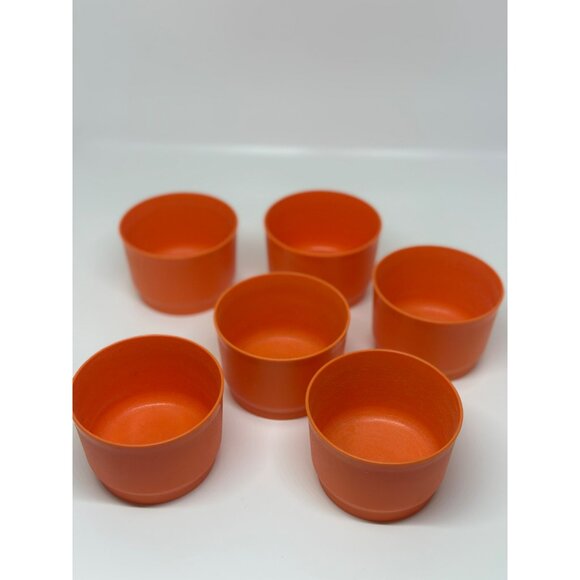 Vintage Tupperware Orange Snack Containers 2"x3" Set of 6 Bowls (No Lids) - Picture 1 of 8